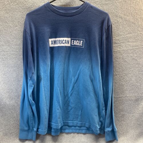 AMERICAN EAGLE Men M Long Sleeve FADED Blue Two Tone SHIRT AMERICAN EAGLE Men M Long Sleeve FADED Blue Two Tone SHIRT
