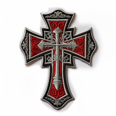 Knight Templar Patch Iron-on Applique Christian Badge Cross Crusader Medieval   