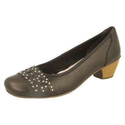 LADIES RIEKER 41791 LOW HEEL SLIP ON DIAMANTE DETAIL COURT SHOES UK 5