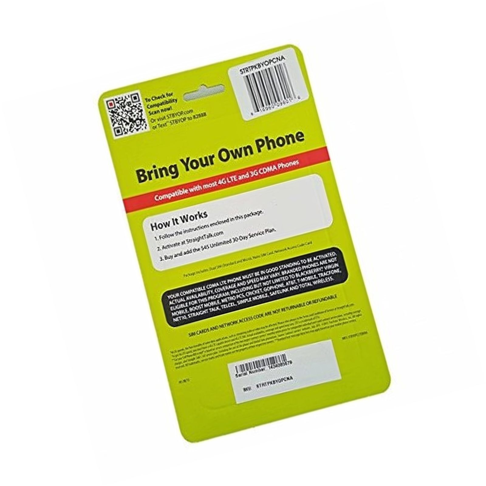 Straight Talk Verizon 4G LTE 3G CDMA Bring Your Own Phone Activation Kit