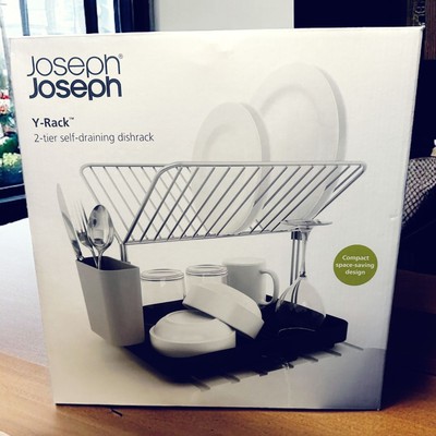 Joseph Joseph Y-rack Dish Rack Organizer Drainer Black Brand New