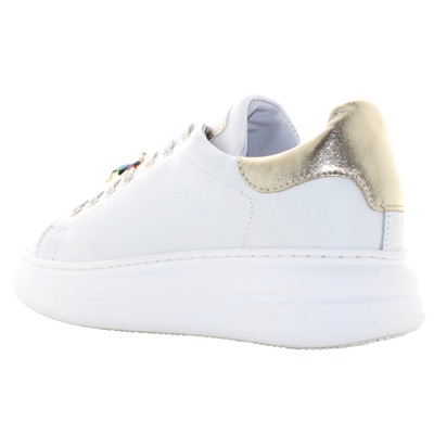 Pre-owned Méliné Meline' P24us Women's Sneakers With Platform Bi 247-acc In White / Gold