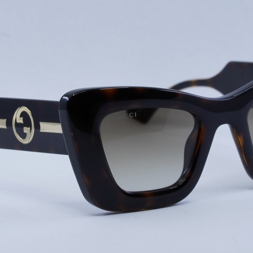 Pre-owned Gucci Gg1552s 002 Dark Havana/brown Gradient 49-23-140 Sunglasses Authentic