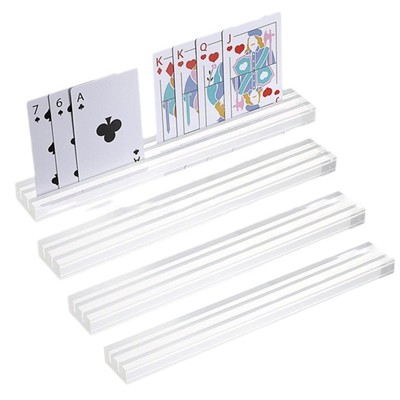 4pcs Clear Acrylic Desktop Business Card Holder Display Playing Card Holders