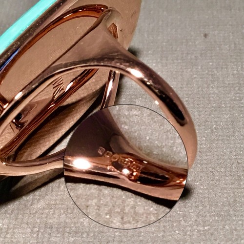 Pre-owned Monica Vinader 18 K Rose Gold Ss Nura Turquoise Cocktail Ring Sold Out In Pink