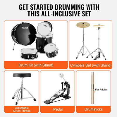 VEVOR Adult Drum Set 5-Piece 22 in Complete Full Size Drum Kit with Throne Stand