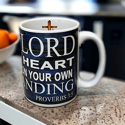 Bible Verse Ceramic Coffee Mug Cup Proverbs 3:5 Christian Religious Gift