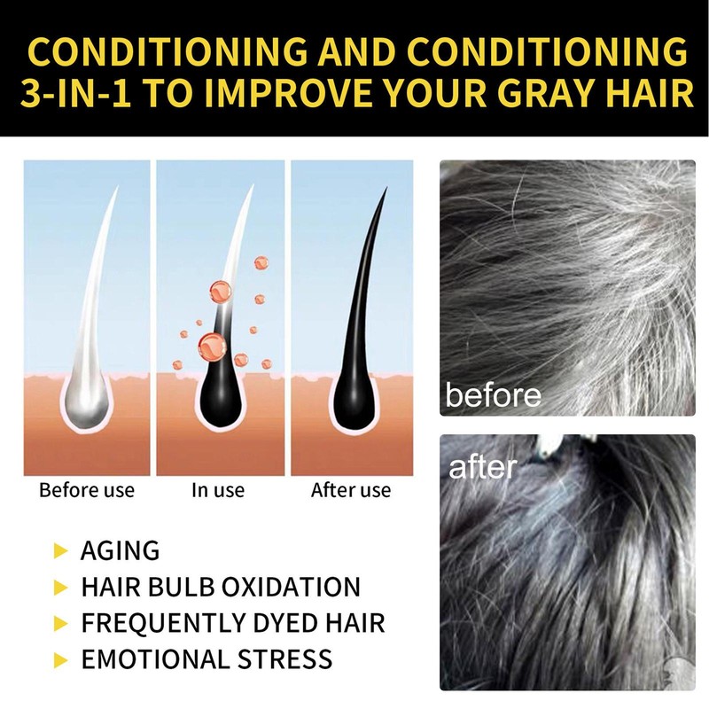 Hair Darkening Shampoo White To Black Shampoo Black Hair Dye Semi-Permanent
