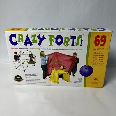 Crazy Forts! 69 Piece Buildable Indoor/Outdoor Play Fort Playset, DIY, Build