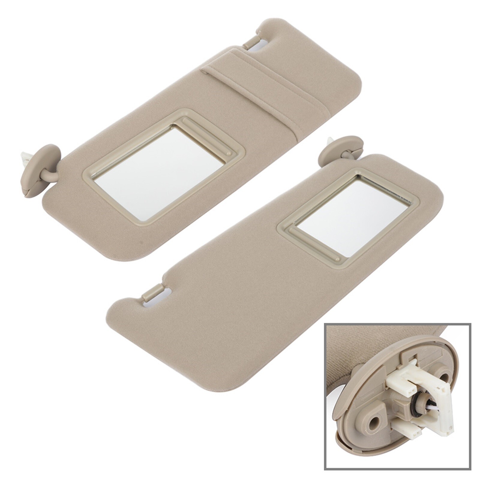 Left & Right Beige Sun Visor Pair With Cover Trims fits 2009