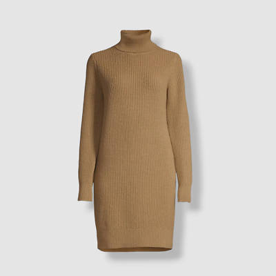 295 Michael Kors Women s Brown Ribbed Turtleneck Sweater Dress Size Small