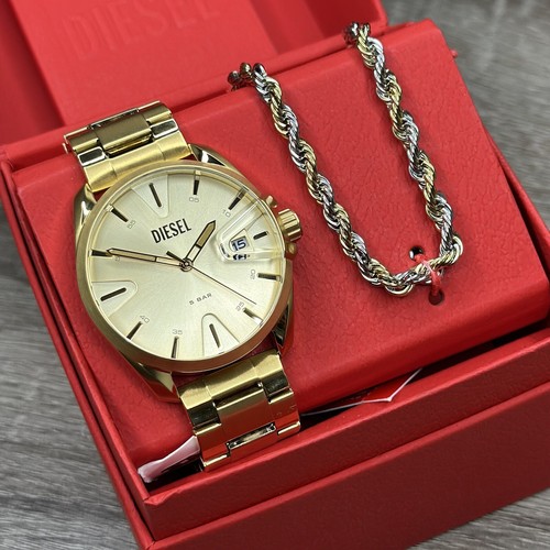 NEW✓GIFT SET✓ Diesel MS9 Gold Stainless Steel Men's Watch