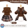 Dog Dress, Cute Warm Fleece Hooded Sweater for Small Dogs Girl, Plaid Puppy Dresses Clothes Chihuahua Yorkie Cat Apparel （Brown,M