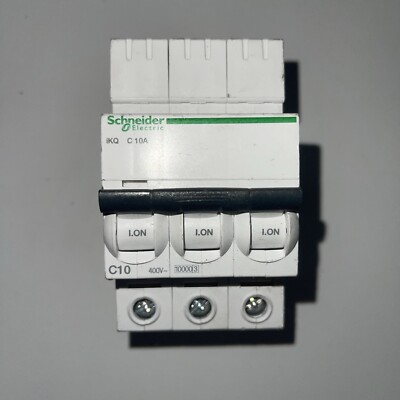 SCHNEIDER 10 AMP C10 10A CURVE C 10kA TRIPLE POLE TP MCB IKQ IKQE KQ VAT INCL