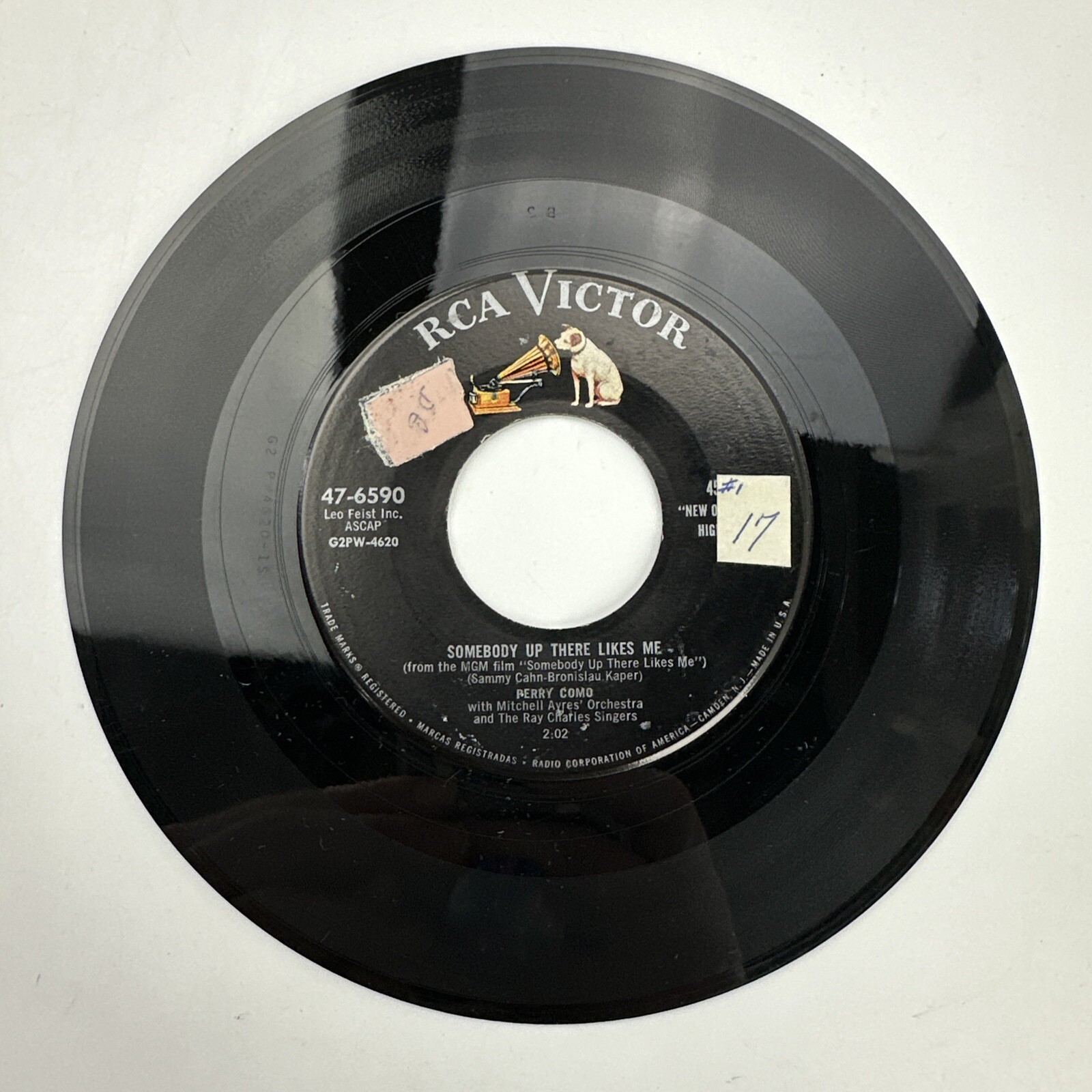 Perry Como Somebody Up There / Dream Along Record 45 RPM Vinyl