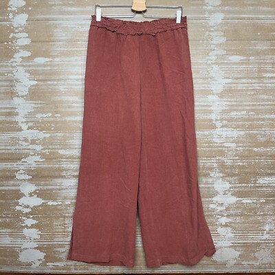 Anthropologie High Rise Wide Leg Pants Rust Fall Laggen Look Boho Womens M