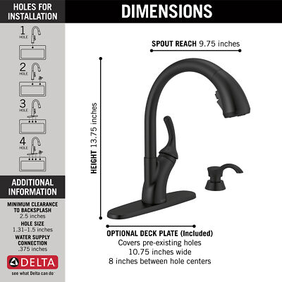 Delta Shiloh Pullout Kitchen Faucet Matte Black-Certified Refurbished