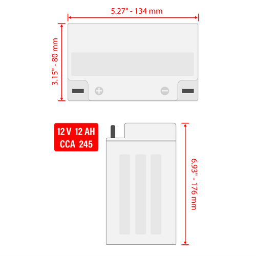YB12A-A Caltric AGM Battery for Yamaha 366-82110-79-00 BTY-12N12-A4-A1