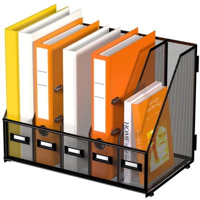 Desk Organizers Magazine Binder Folder Holder with 5 Vertical Compartments Fi...