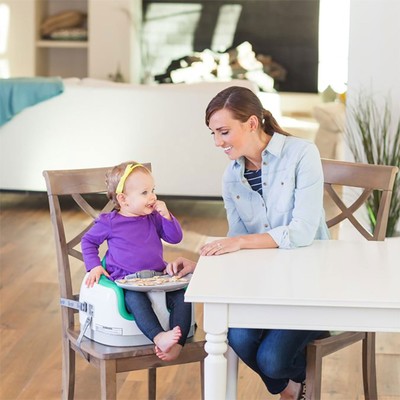 Bumbo Baby Toddler Adjustable Height 3-in-1 Booster Seat/High Chair & Tray, Aqua