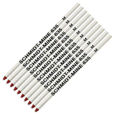10 Pack Schmidt 635 Mini D1 Refills Red