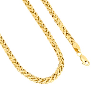 10K Yellow Gold 2.5mm-5mm Round Wheat Palm Franco Spiga Chain Necklace 16"- 30"