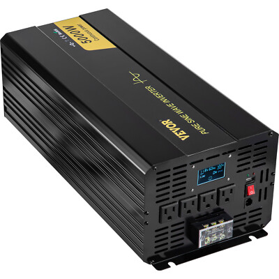 VEVOR Pure Sine Wave Power Inverter 5000W 10000W DC 12V to 120V AC LCD & Remote