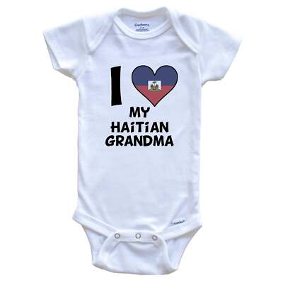 I Heart My Haitian Grandma Haiti Flag One Piece Baby Bodysuit