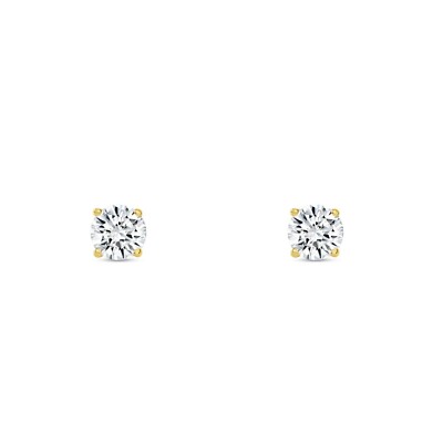 Pre-owned Shine Brite With A Diamond 3/4 Ct Round Lab Created Grown Diamond Earrings 14k Yellow Gold F/vs Crown Screw