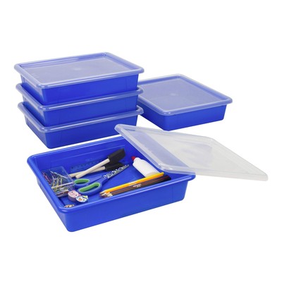 Letter Size Flat Storage Tray   Organizer Bin with Non-Snap Lid for Classroom...