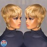 PangDongLai Chic Elegent Pixie Cut Wigs for Women Short layered Pixie Human Hair Wigs With Bangs 27/613 Blonde Color Glueless Short Human Hair Wig Full Machine Made for Daily Use