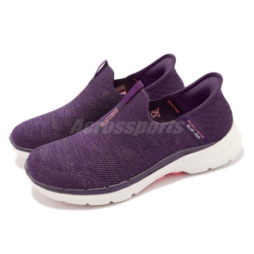 Женские повседневные широкие фиолетовые слипоны Skechers Go Walk 6-Fabulous View 124569W-PLUM