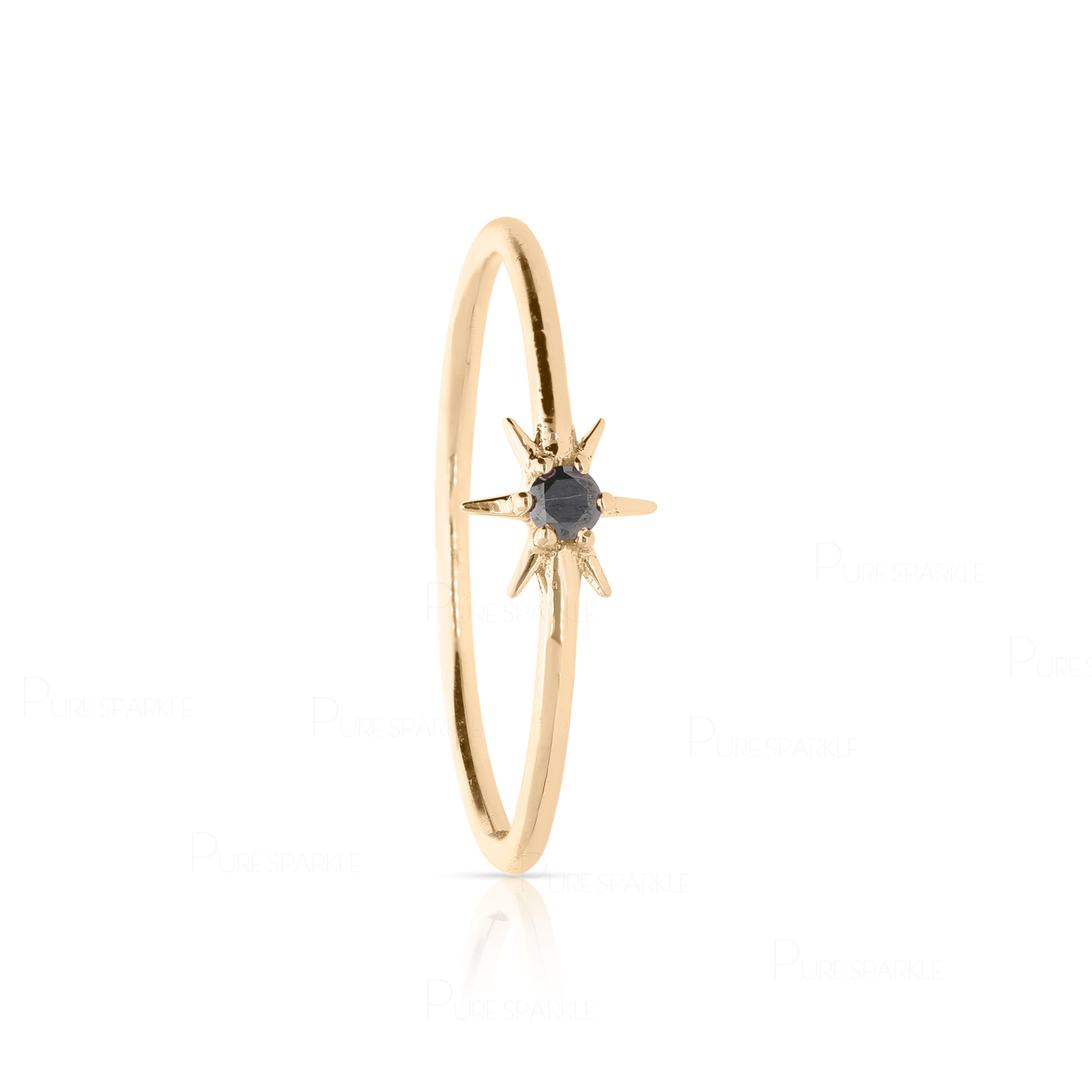 14K Gold 0.05 Ct. Black Lab-Created Diamond Starburst Ring-Gifting For Merry Chr