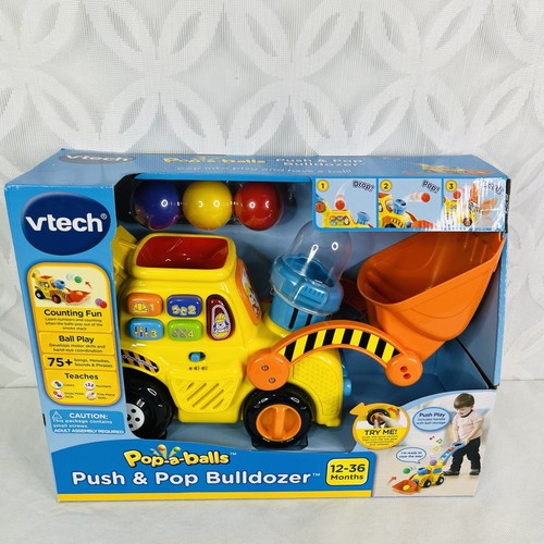 VTech Pop-a-Balls Push & Pop Bulldozer, Yellow Toddler Toy