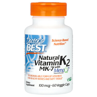 Natural Vitamin K2 MK-7 with MenaQ7, 100 mcg, 60 Veggie Caps