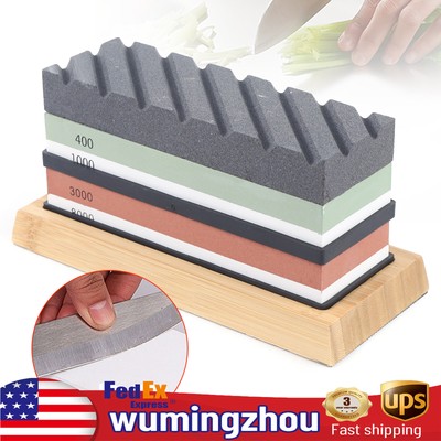400/1000,3000/8000-Grit Wet Whetstone Professional Knife Sharpening Stone Set US