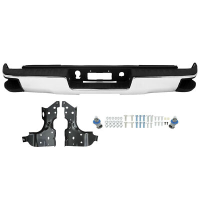For Chevy Silverado GMC Sierra 1500 2014-2018 Chrome Rear Bumper w/ Conner Steps