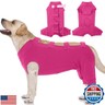 IECOii Pet Surgery Recovery Suit,Breathable Dog Bodysuit E-Collar and Cone Alternative Surgical Suit After Spayed/Neutered Wear,Recovery Suit for Dogs Male Female Sleeve to Prevent Licking,XL-Rosered