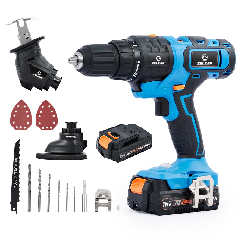 18V Max Power Tool Set 3 in 1 Cordless Drill Combo Kit with 2 Batteries Charger