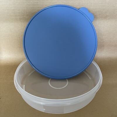 Tupperware Large 12'' Round Pie Cupcake Container #4889, Blue Seal #2827 New
