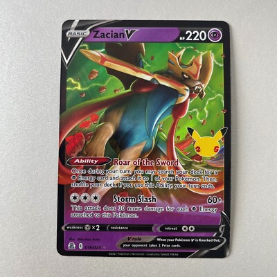 Pokémon Celebrations #16 Zacian V Full Art Holo Ultra Rare