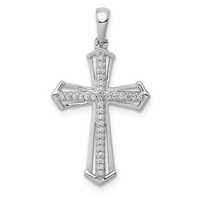 14k White Gold 1/8ct Diamond Passion Cross Charm Pendant