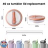 2 Pcs Tumbler Flip Straw Lid Replacement Fit for Stanley Cup 40 oz|Leak-Proof Splash Resistant Tumbler Lids|Reusable Tumbler Cover for Stanley Quencher（Rose）