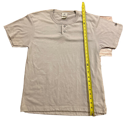 Reebok Baseball Henley Shirt Mens Med, Gray, Polyester
