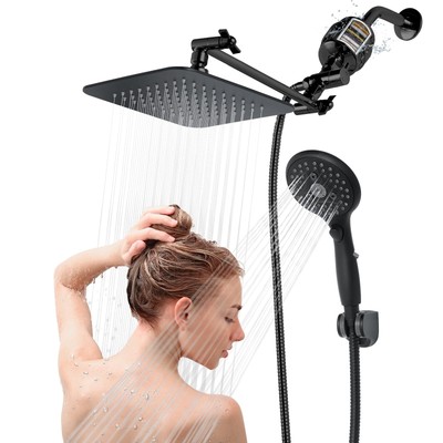 8'' Dual 20 Stage Filtered Shower Head with Handheld, 6 Spray Settings Handhe...