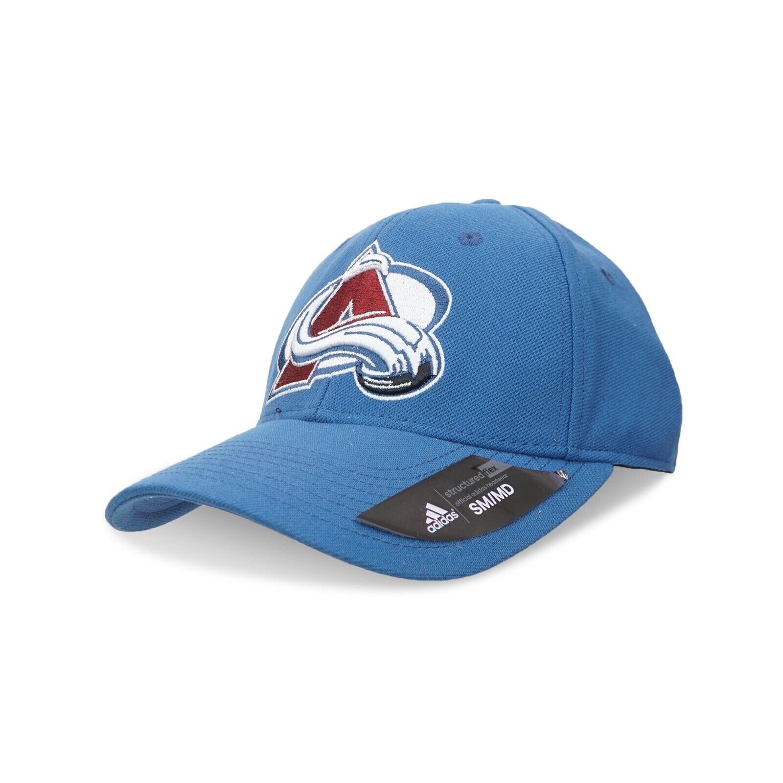 Colorado Avalanche NHL Adidas Primary Team Logo Blue Structured Flex Fitted Hat Colorado Avalanche NHL Adidas Primary Team Logo Blue Structured Flex Fitted Hat