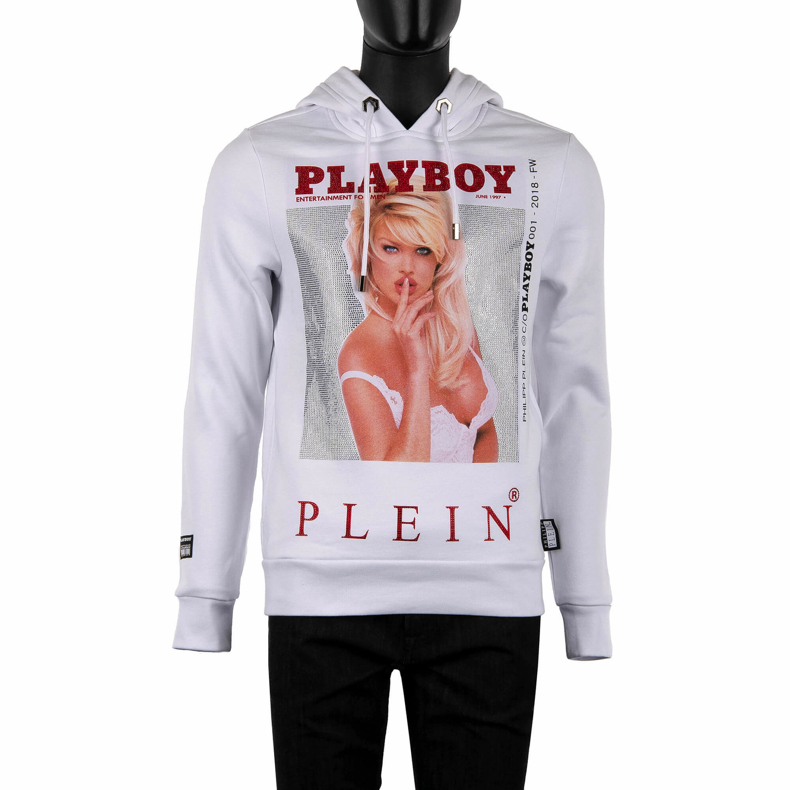 Толстовка с капюшоном PHILIPP PLEIN x PLAYBOY Victoria Silvstedt Crystals, белая 08360