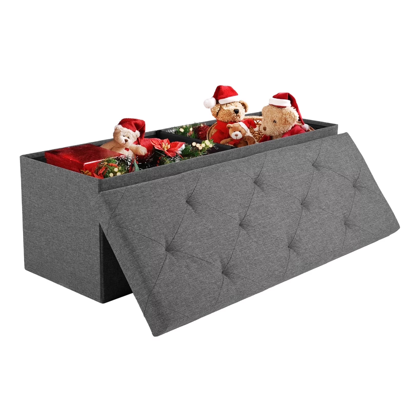 43 Inches Storage Ottoman Bench, Foldable Ottoman Foot Rest, End of Bed Bench