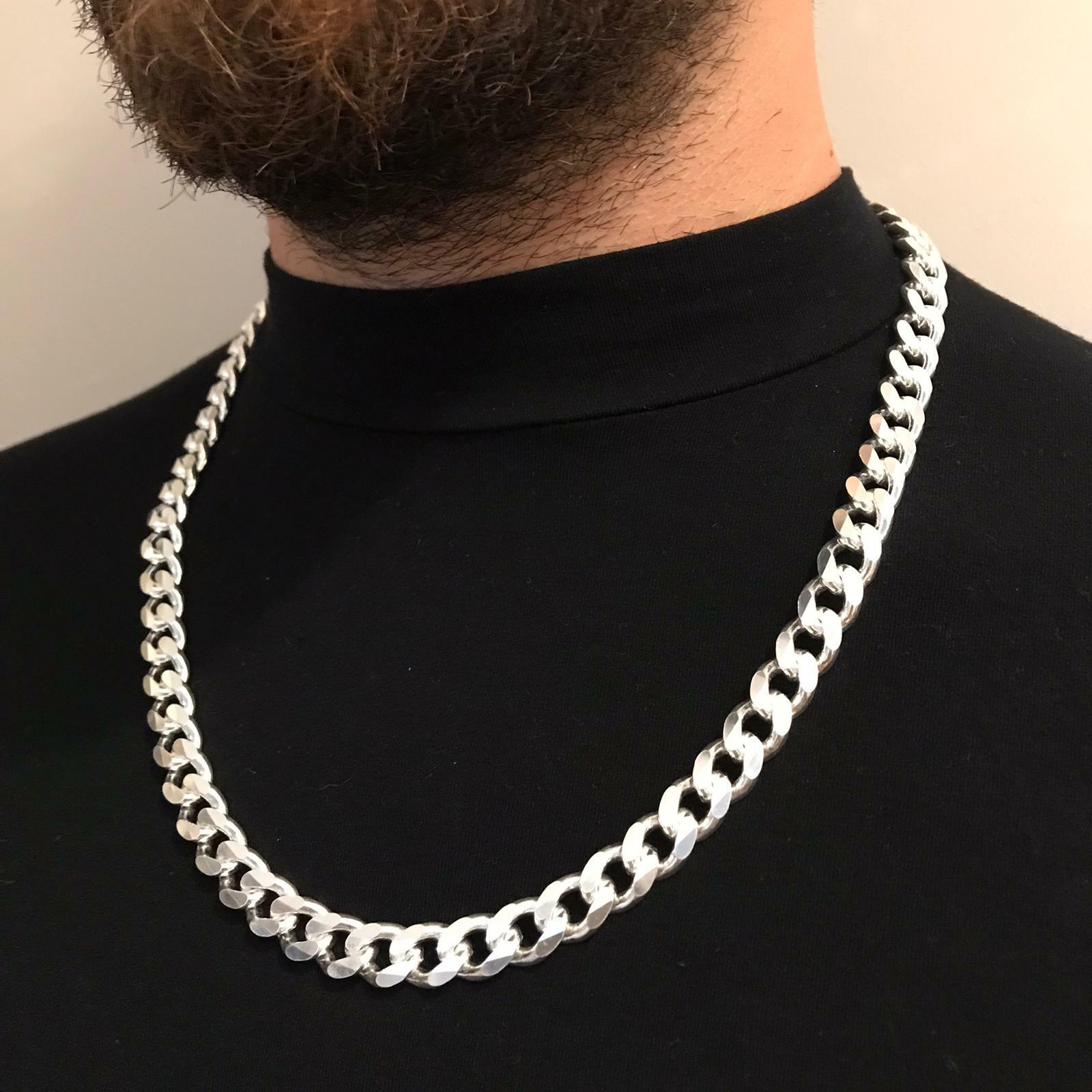 Pre-owned Handmade Mens Tight Curb Cuban Link Chain Necklace 925 Sterling Silver 26 Inch 11mm 142gr