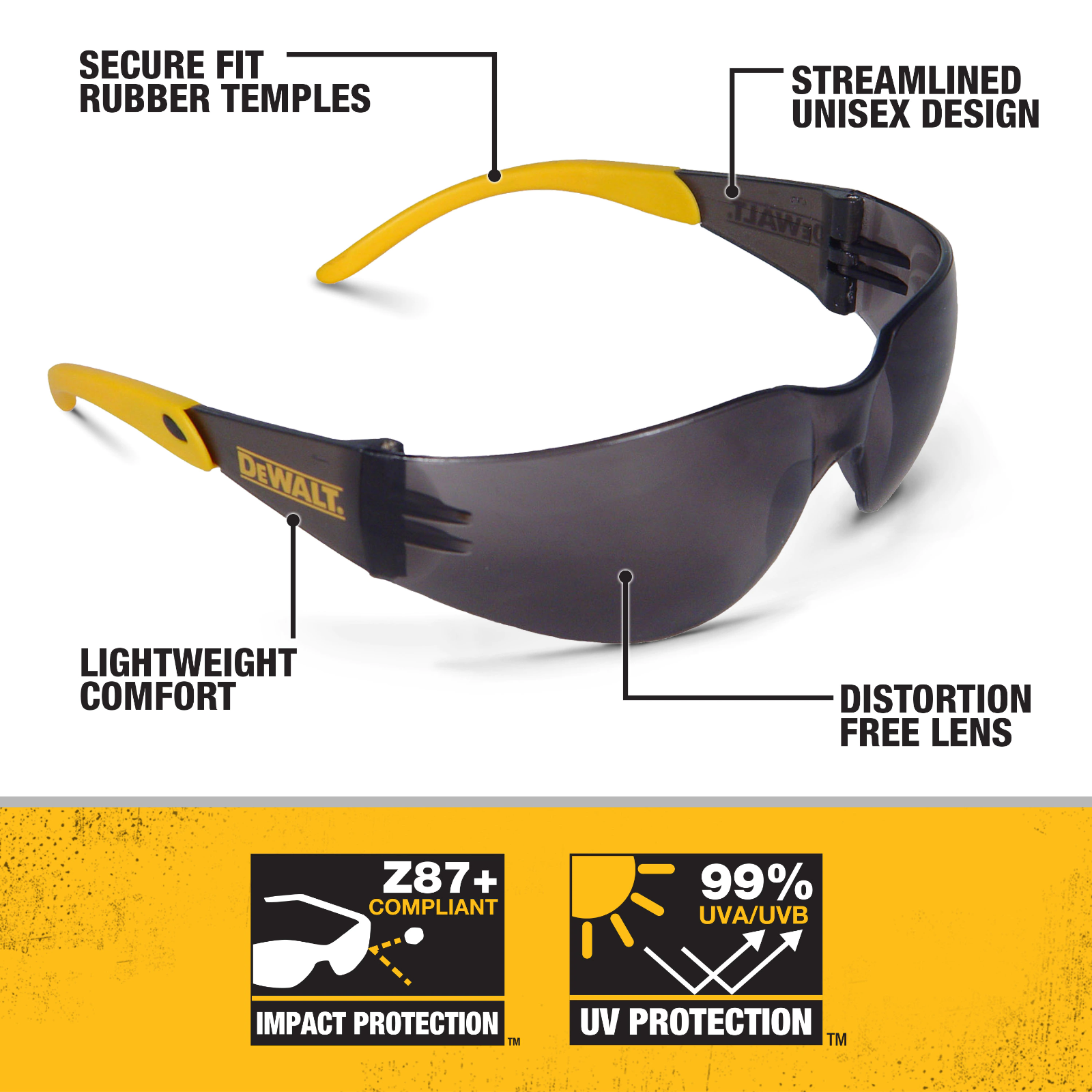 Ansi Z87+ Work 12 Pr Dewalt Protector Smoke Safety Glasses